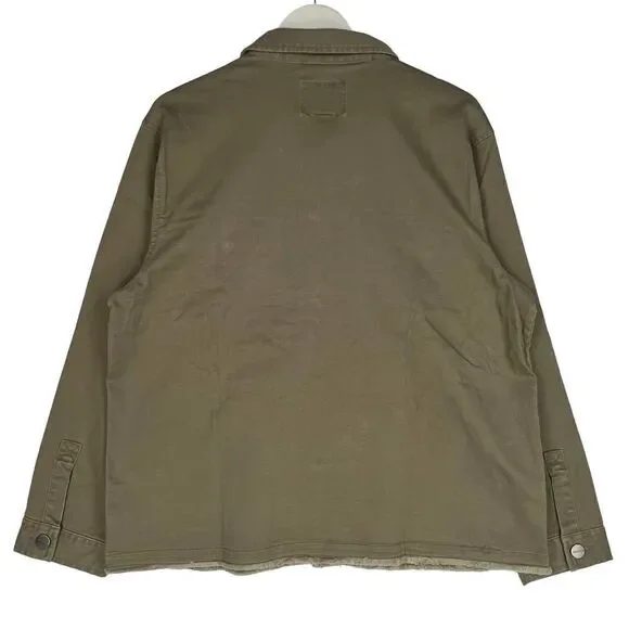 New Sanctuary Los Angeles Men Military Green Olive Utility Shirt Jacket US XL